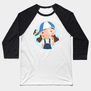 Adventure For A Girl With Blue Cap And Her Butterfly Baseball T-Shirt